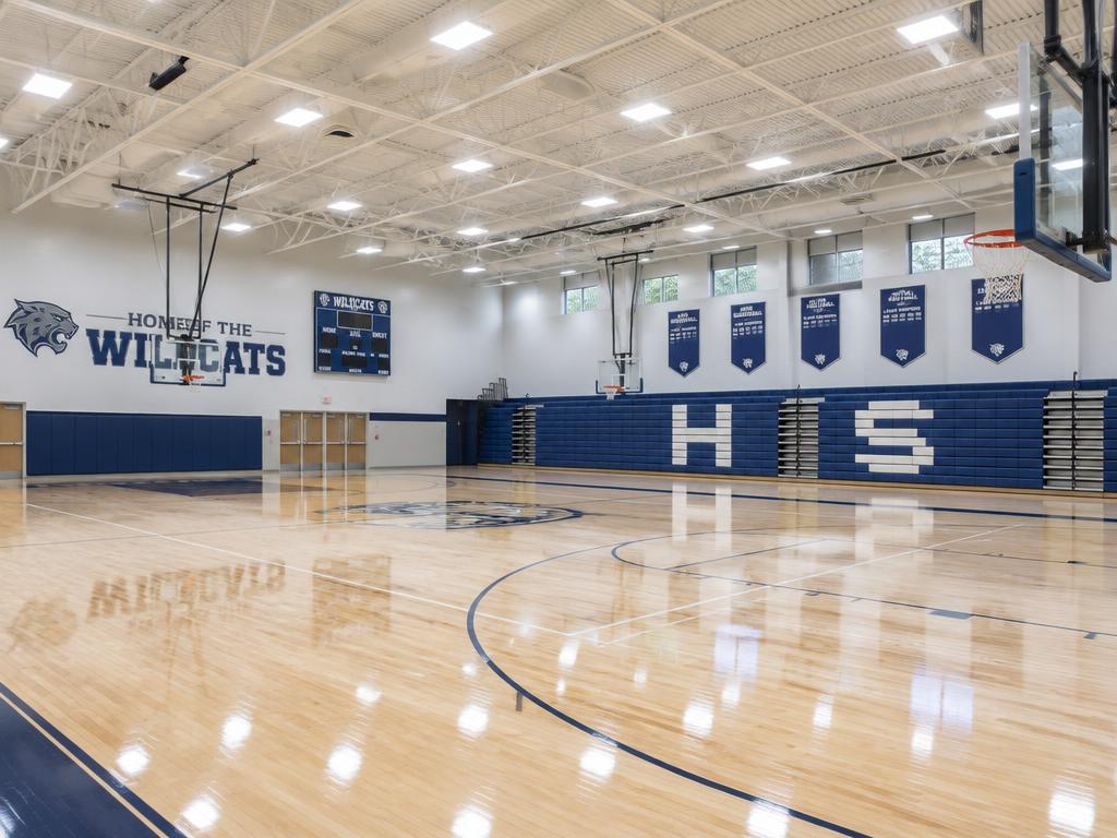 High School Gymnasium with new LED lighting in Maryville, TN
